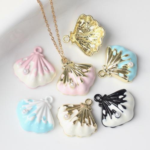 Zinc Alloy Enamel Pendants Shell plated DIY nickel lead & cadmium free Sold By Bag