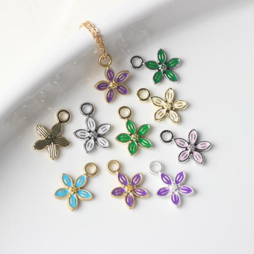 Zinc Alloy Enamel Pendants Flower plated DIY nickel lead & cadmium free Sold By Bag