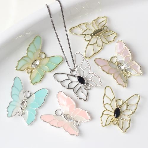 Animal Tibetan Style Connector, Butterfly, plated, DIY & different styles for choice & epoxy gel & with rhinestone & 1/1 loop, more colors for choice, nickel, lead & cadmium free, 21x19mm, 100PCs/Bag, Sold By Bag