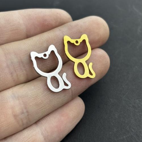 Acier inoxydable animaux Pendentifs, Acier inoxydable 304, chat, Placage, DIY, plus de couleurs à choisir, protéger l'environnement, sans nickel, plomb et cadmium, 17x20mm, Vendu par PC