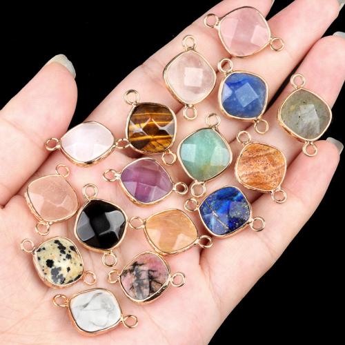 Gemstone Connector, Natural Stone, with Iron, DIY & different materials for choice, more colors for choice, 15x15mm, Sold By PC