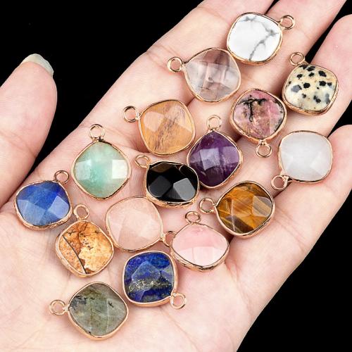 Gemstone Pendants Jewelry, Natural Stone, with Iron, DIY & different materials for choice, more colors for choice, 15x15mm, Sold By PC