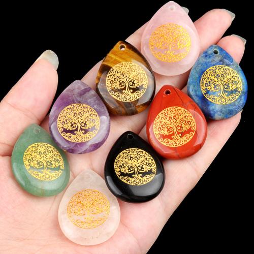 Gemstone Pendants Jewelry Natural Stone Teardrop DIY Sold By PC