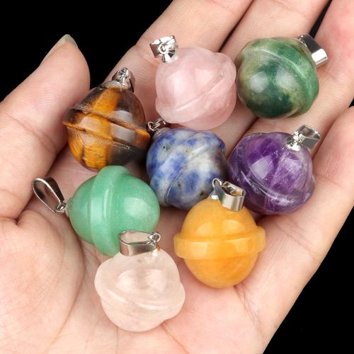 Gemstone Pendants Jewelry, Natural Stone, with Iron, DIY & different materials for choice, more colors for choice, 20x20mm, Sold By PC