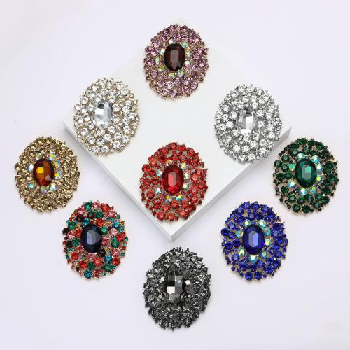 Tibetan Style Brooches, plated, fashion jewelry & with rhinestone, more colors for choice, nickel, lead & cadmium free, 65x79mm, Sold By PC