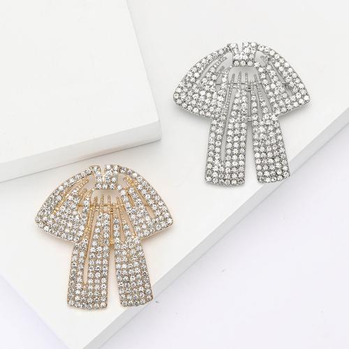 Tibetan Style Brooches, Bowknot, plated, fashion jewelry & with rhinestone, more colors for choice, nickel, lead & cadmium free, 47x49mm, Sold By PC