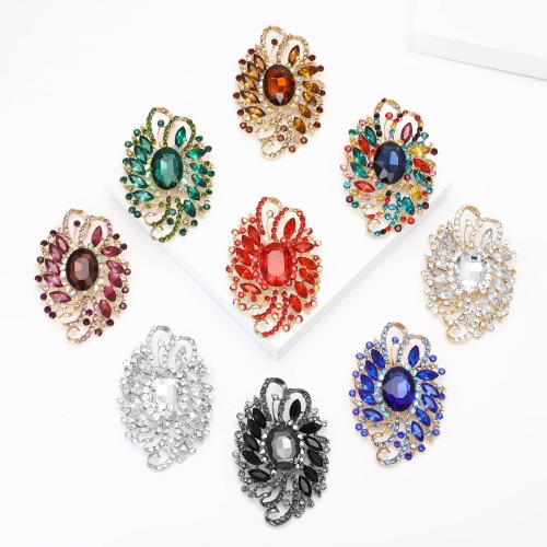 Tibetan Style Brooches, plated, fashion jewelry & with rhinestone, more colors for choice, nickel, lead & cadmium free, 62x92mm, Sold By PC