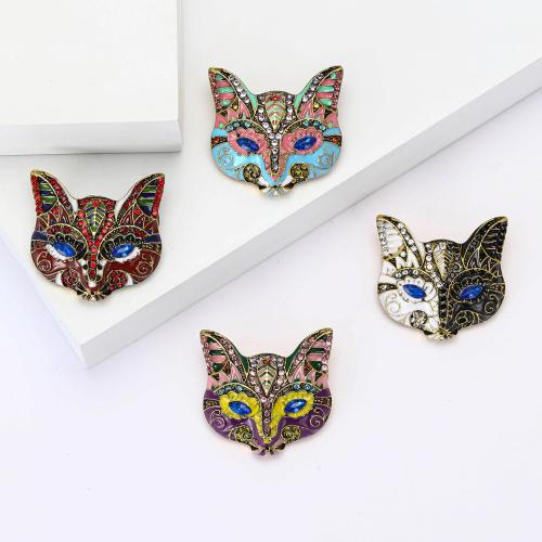 Zinc Alloy Brooches Fox plated fashion jewelry & enamel & with rhinestone nickel lead & cadmium free Sold By PC