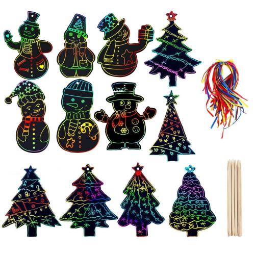 Paper Scratch Art Painting Paper, Christmas Design & DIY, 1200x80mm, 48PCs/Set, Sold By Set