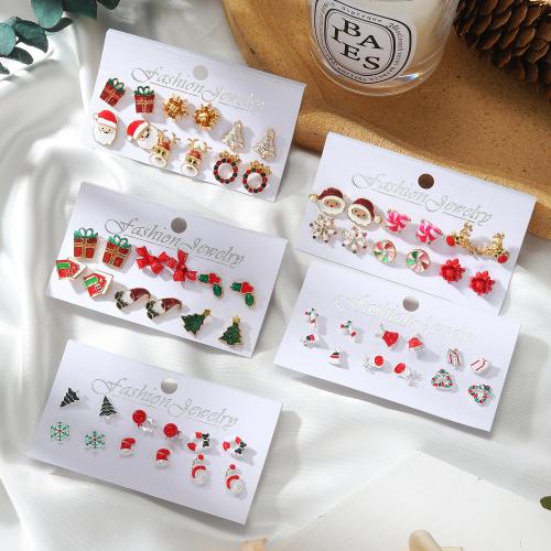 Boucles d'oreilles de Noël, alliage de zinc, 6 pièces & Conception de Noël & pour femme & émail, Vendu par fixé