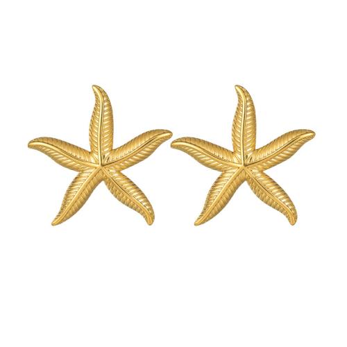 Roestvrij staal Stud Earrings, 304 roestvrij staal, plated, voor vrouw, goud, Verkocht door pair