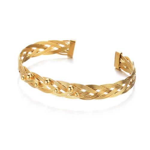 Brazalete del acero inoxidable, acero inoxidable 304, chapado, para mujer, dorado, Vendido por UD