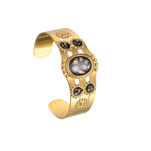 Stainless Steel Bangle, 304 Stainless Steel, plated, for woman & enamel, gold, Sold By PC