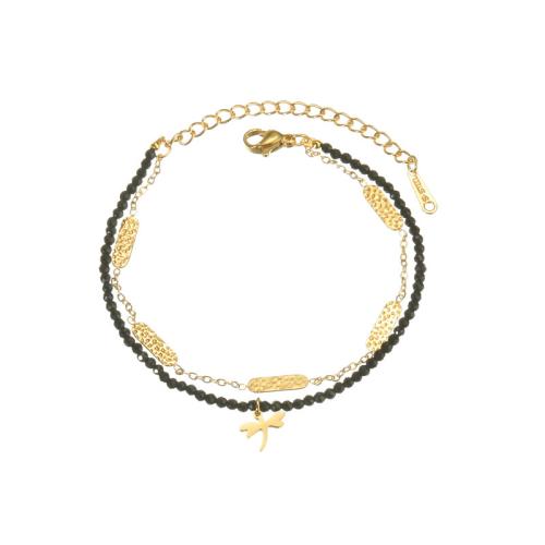 Stainless Steel Jewelry Bracelet, 304 Stainless Steel, with Seedbead, plated, for woman, gold, Sold By PC