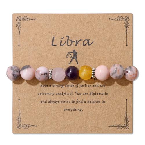 Gemstone Bracelets, handmade, Zodiac symbols jewelry & Unisex & different styles for choice, more colors for choice, Sold By PC