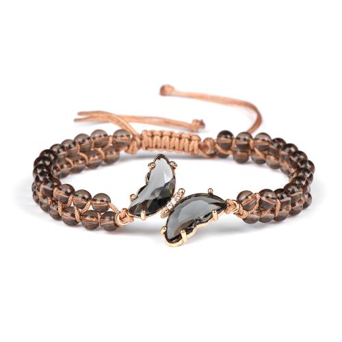 alliage de zinc bracelet, avec cordon de polyester & cristal, fait à la main, unisexe & pavé de micro zircon, plus de couleurs à choisir, Longueur:Environ 16 cm, Vendu par PC