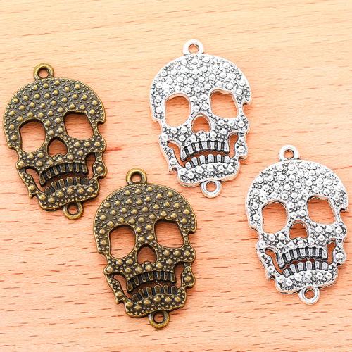 Skull Tibetan Style Connector, plated, DIY & 1/1 loop, more colors for choice, 34x22mm, 100PCs/Bag, Sold By Bag