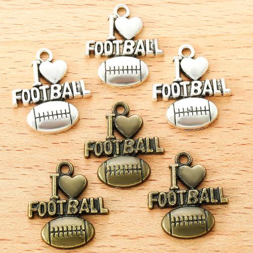 Tibetan Style Pendants, Rugby Ball, plated, DIY, more colors for choice, 20x18mm, 100PCs/Bag, Sold By Bag