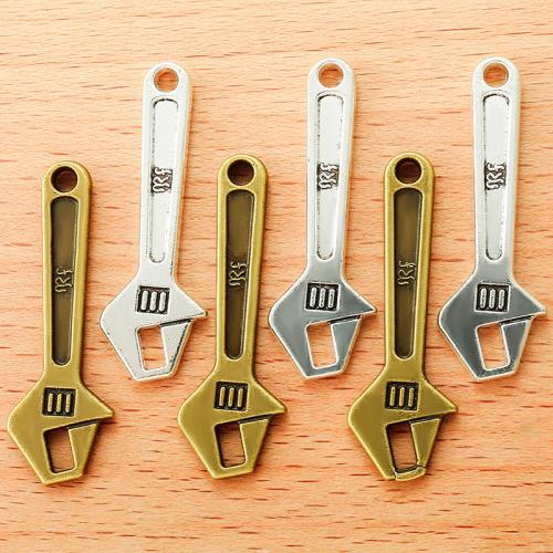 Zinc Alloy Tool Pendler, Wrench, forgyldt, du kan DIY, flere farver til valg, 40x13mm, 100pc'er/Bag, Solgt af Bag