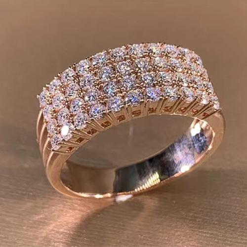 Kubische Zro2-Micro Pave Messingring, Messing, verschiedene Größen vorhanden & Micro pave Zirkonia & für Frau, Roségold, verkauft von PC