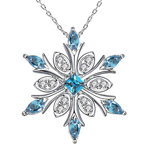 Collier en laiton cubique Zircon Micro Pave, flocon de neige, bijoux de mode & pavé de micro zircon & pour femme, 19x17mm, Longueur:Environ 45 cm, Vendu par PC