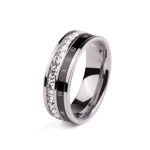 Couple Finger Rings, 304 Stainless Steel, Vacuum Ion Plating, Unisex & different size for choice & with rhinestone, more colors for choice, Sold By PC