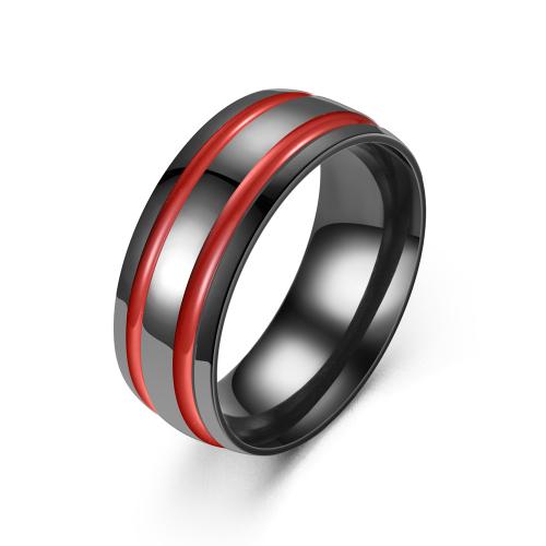 Emaille Rostfreier Edelstahl Fingerring, 304 Edelstahl, unisex & verschiedene Größen vorhanden, schwarz, verkauft von PC