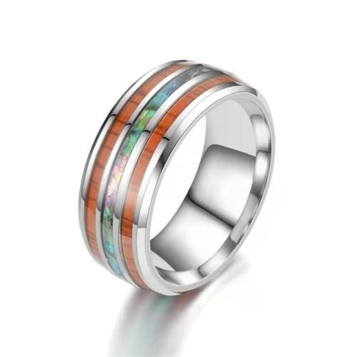 Enamel Stainless Steel Finger Ring, 316 Stainless Steel, Unisex & different size for choice, silver color, width 8mm, Sold By PC