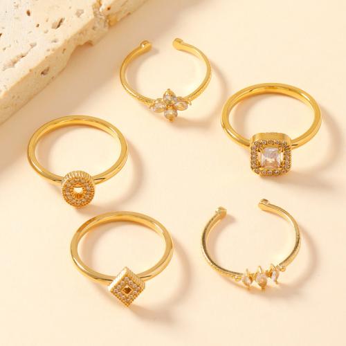 Rhinestone Stainless Steel Finger Ring, 304 Stainless Steel, different styles for choice & for woman & with rhinestone, golden, diameter 17mm, Sold By PC