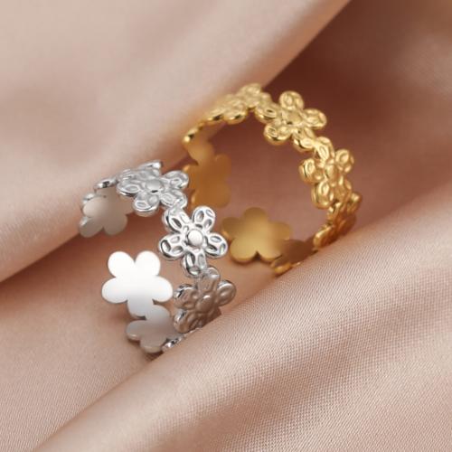 Stainless Steel Finger Ring, 304 Stainless Steel, Flower, fashion jewelry & for woman, more colors for choice, Sold By PC