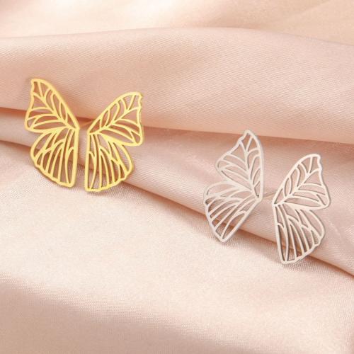 Stainless Steel Stud Earrings, 304 Stainless Steel, Butterfly, fashion jewelry & for woman, more colors for choice, 25x12mm, Sold By Pair