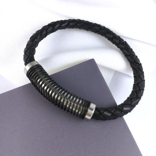 304 Stainless Steel Leather Band Clasp, Vacuum Ion Plating, DIY, black, 44x10mm, Hole:Approx 6mm, Sold By PC