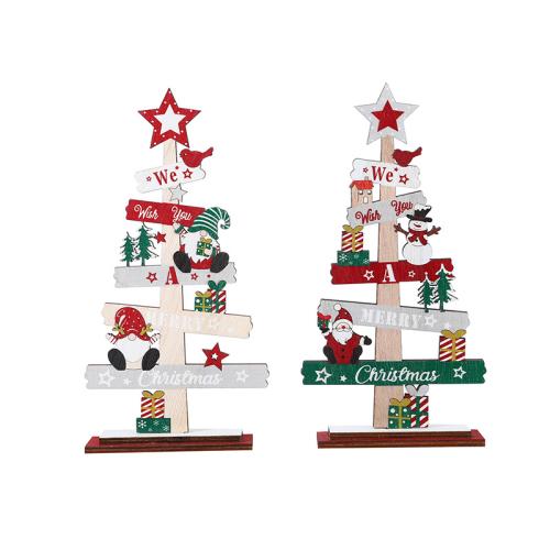 madera Ornamentos de decoración navideña, Árbol de Navidad, Diseño de Navidad, más colores para la opción, 180x130x4mm, Vendido por UD