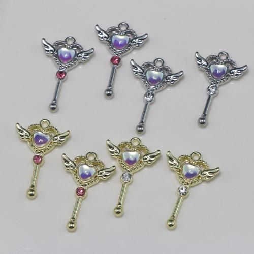 Zinc Alloy Rhinestone Pendants Magic Wand silver color plated DIY & with rhinestone nickel lead & cadmium free Sold By PC