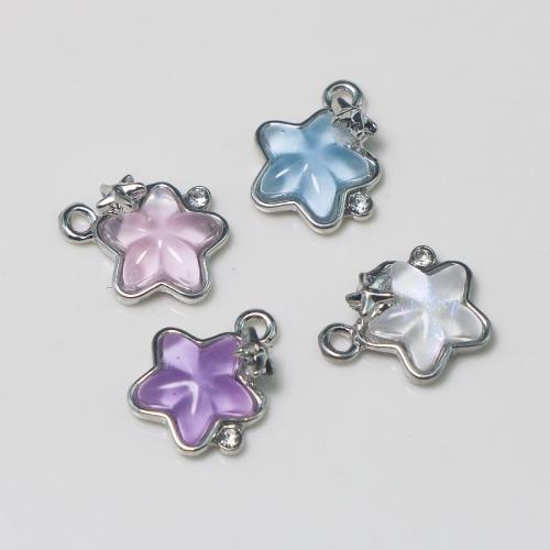 Resin Zinc Alloy Pendants with Resin Star silver color plated DIY & with rhinestone nickel lead & cadmium free Sold By PC