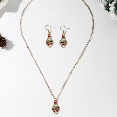 Colliers de Noël, boucle d'oreille & collier, alliage de zinc, Placage, Conception de Noël & pour femme & émail, plus de couleurs à choisir, Vendu par fixé