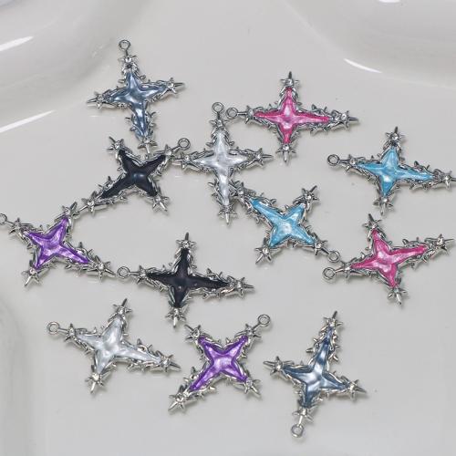 Zinc Alloy Enamel Pendants Cross silver color plated DIY nickel lead & cadmium free Sold By PC