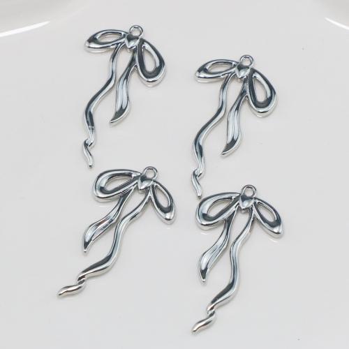 Zinc Alloy Bowknot Pendants silver color plated DIY nickel lead & cadmium free Sold By PC