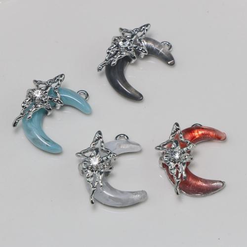 Resin Zinc Alloy Pendants with Resin Moon silver color plated DIY nickel lead & cadmium free Sold By PC