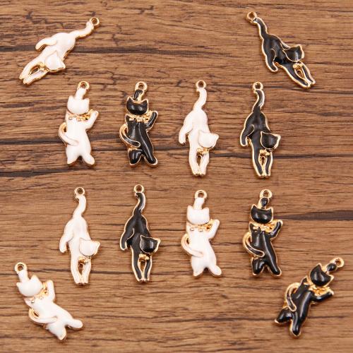 Tibetan Style Animal Pendants, Cat, plated, DIY & different size for choice & enamel, more colors for choice, nickel, lead & cadmium free, Approx 100PCs/Bag, Sold By Bag