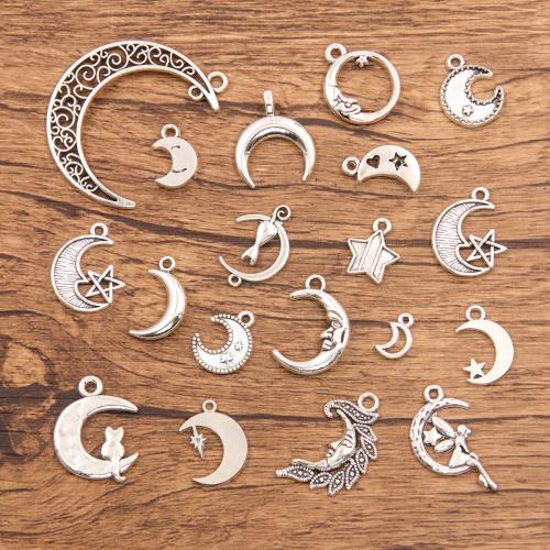 Tibetan Style Moon Pendants, antique silver color plated, DIY & different size for choice, more colors for choice, nickel, lead & cadmium free, Approx 100PCs/Bag, Sold By Bag