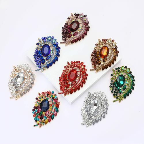 Tibetan Style Brooches, plated, fashion jewelry & with rhinestone, more colors for choice, nickel, lead & cadmium free, 66x81mm, Sold By PC