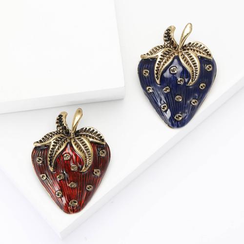 Tibetan Style Brooches, Strawberry, plated, fashion jewelry & enamel, more colors for choice, nickel, lead & cadmium free, 45x33mm, Sold By PC