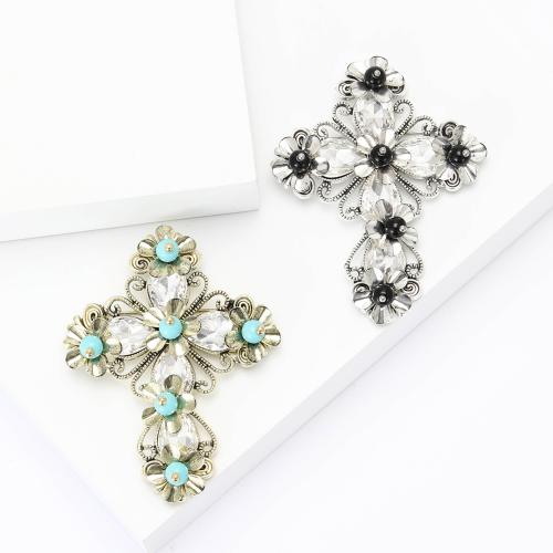 Zinc Alloy Brooches Cross plated fashion jewelry & with rhinestone nickel lead & cadmium free Sold By PC