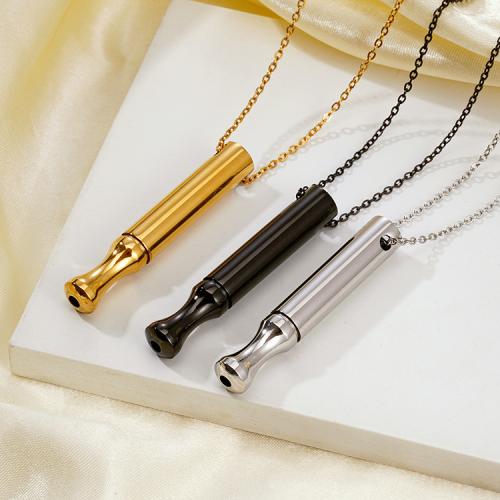 Stainless Steel Jewelry Necklace, 304 Stainless Steel, with 6cm extender chain, Whistle, plated, fashion jewelry, more colors for choice, 8x50mm, Length:43 cm, Sold By PC