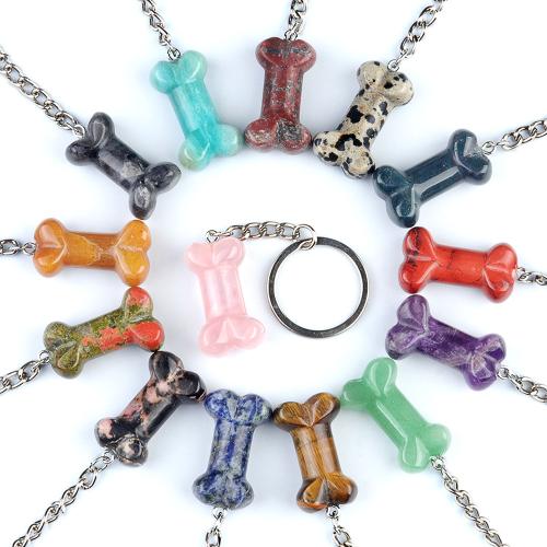 Iron Key Clasp, Natural Stone, with Iron, Dog Bone, fashion jewelry & different materials for choice, more colors for choice, Sold By PC