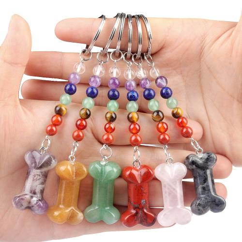 Iron Key Clasp, Natural Stone, with Iron, Dog Bone, fashion jewelry & different materials for choice, more colors for choice, Sold By PC