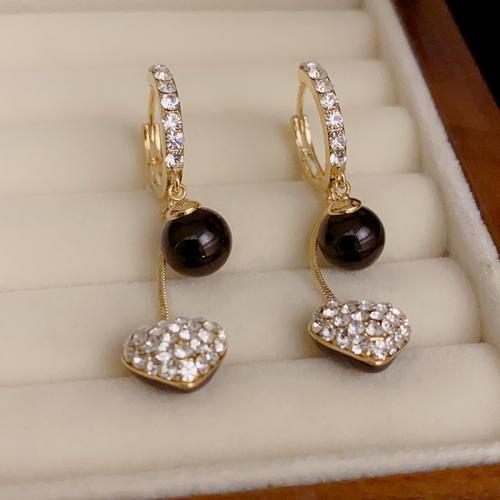 Cubic Zirconia Micro Pave Brass Earring with Plastic Pearl real gold plated micro pave cubic zirconia & for woman golden Sold By Pair