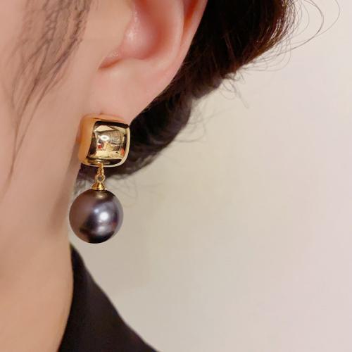 Brass Stud Earring with Plastic Pearl real gold plated for woman Sold By Pair