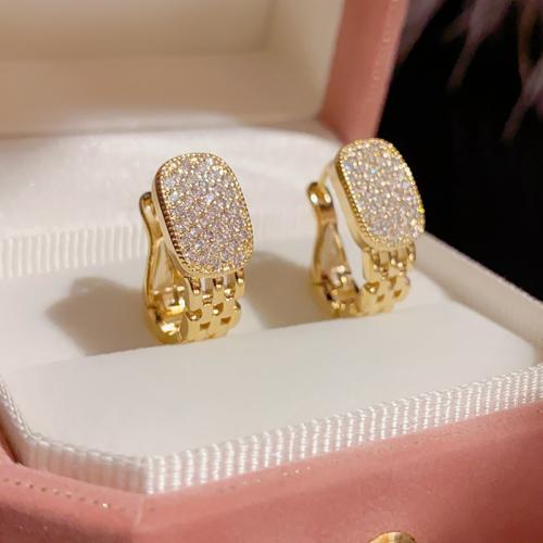 Cubic Zirconia Micro Pave Brass Earring real gold plated micro pave cubic zirconia & for woman Sold By PC